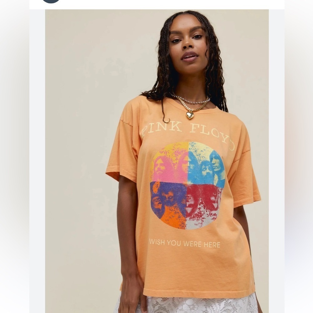 Daydreamer Pink Floyd wish you were here peach tee new Xsmall